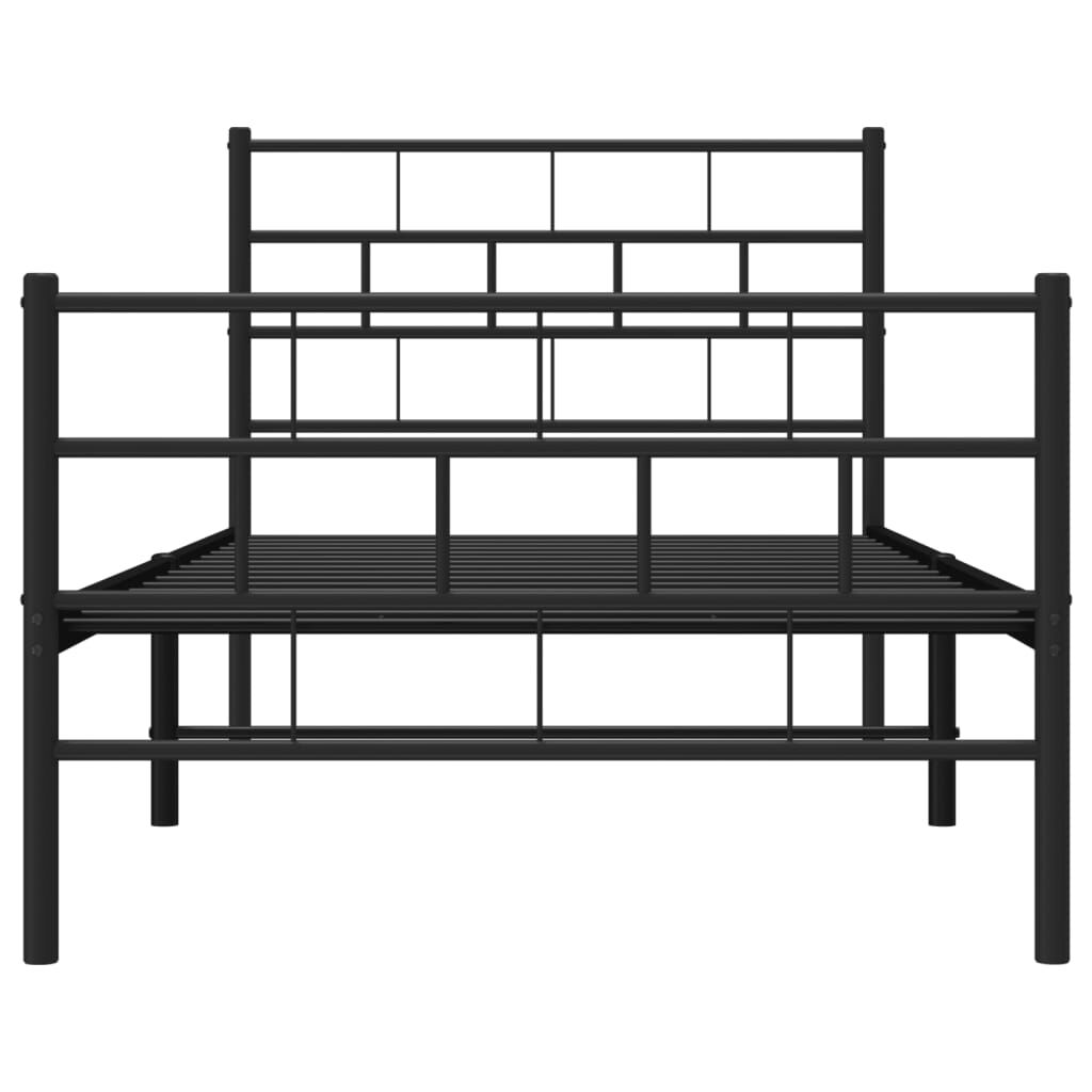 Metal Bed Frame without Mattress with Footboard Black 107x203 cm King Single Price
