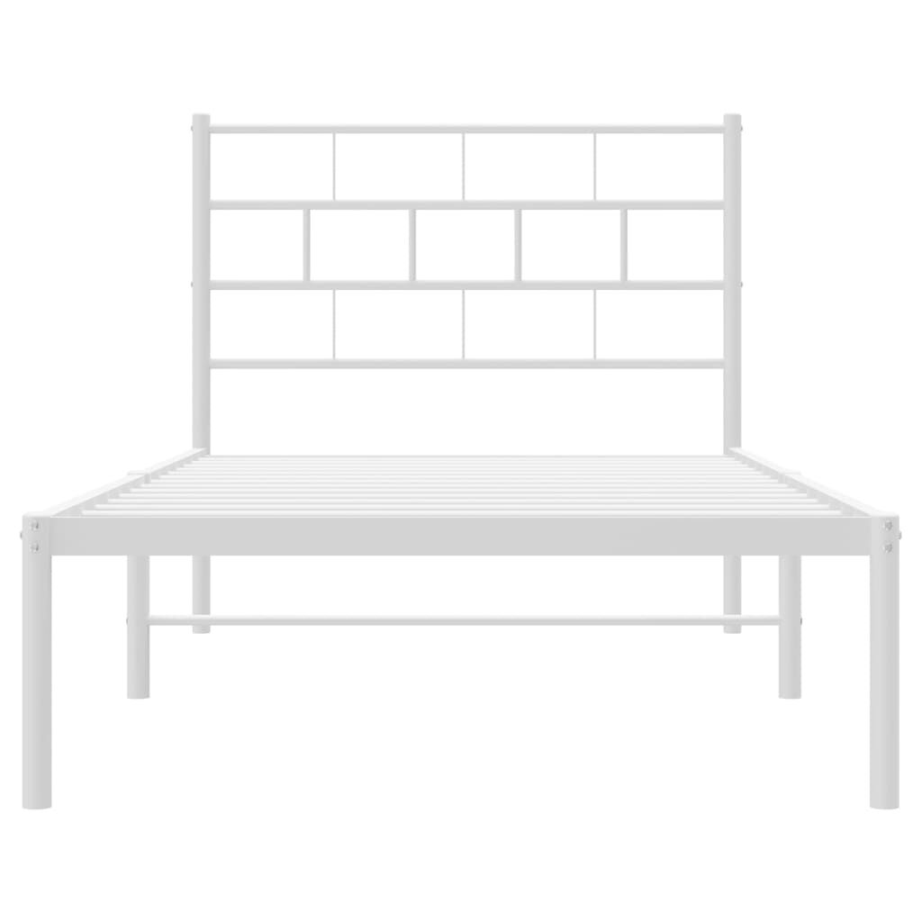 Metal Bed Frame without Mattress with Headboard White 90x190 cm Price