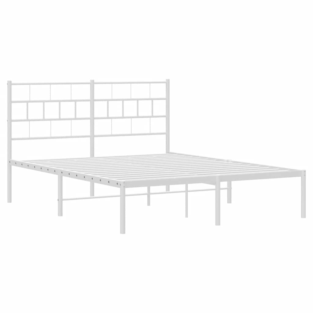 Metal Bed Frame without Mattress with Headboard White 150x200 cm Price