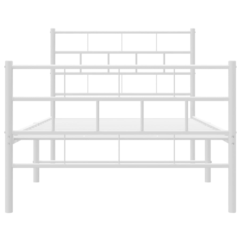 Metal Bed Frame without Mattress with Footboard White 90x190 cm Price