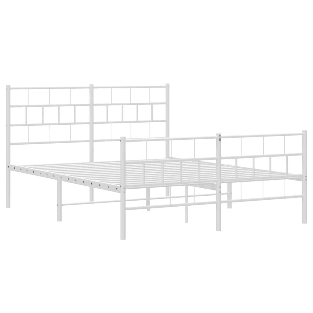 Metal Bed Frame without Mattress with Footboard White 135x190 cm Price