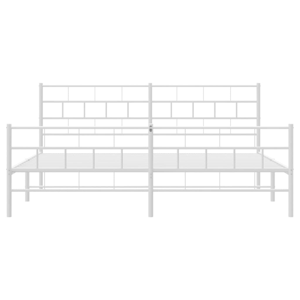 Metal Bed Frame without Mattress with Footboard White 183x203 cm King Price