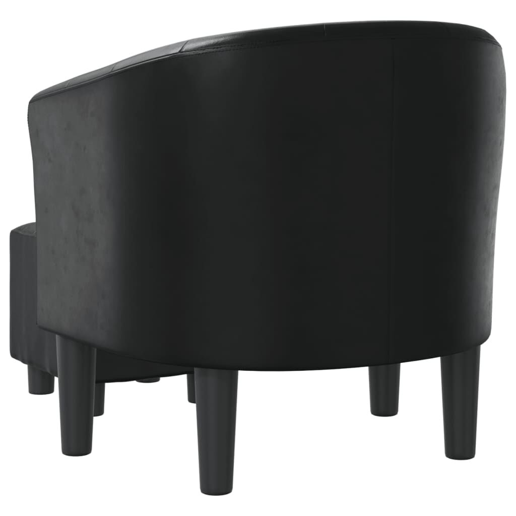 Tub Chair with Footstool Black Faux Leather Price