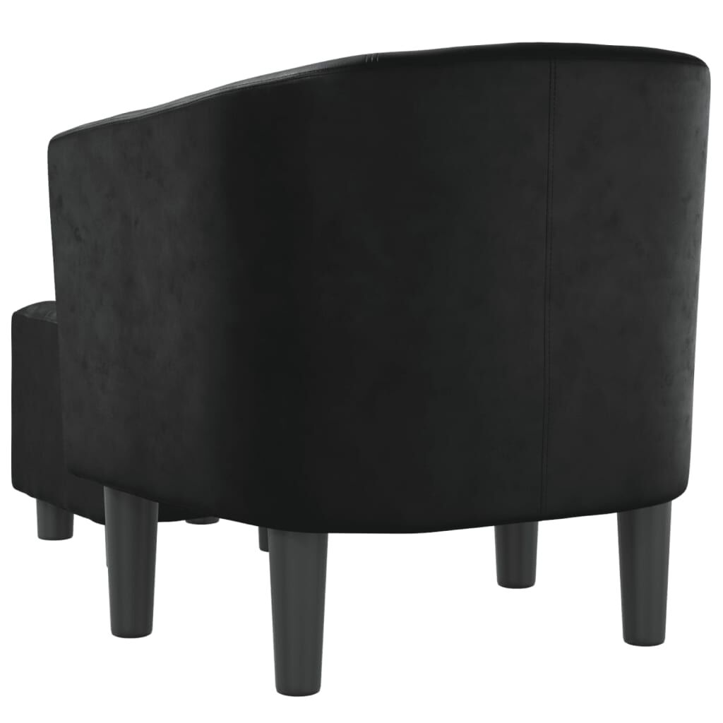 Tub Chair with Footstool Black Faux Leather Price