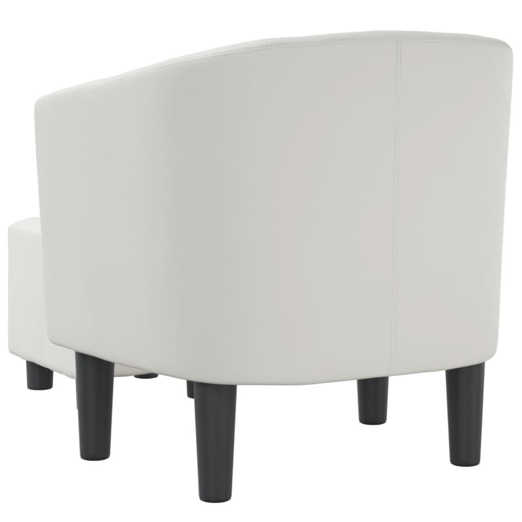 Tub Chair with Footstool White Faux Leather Price