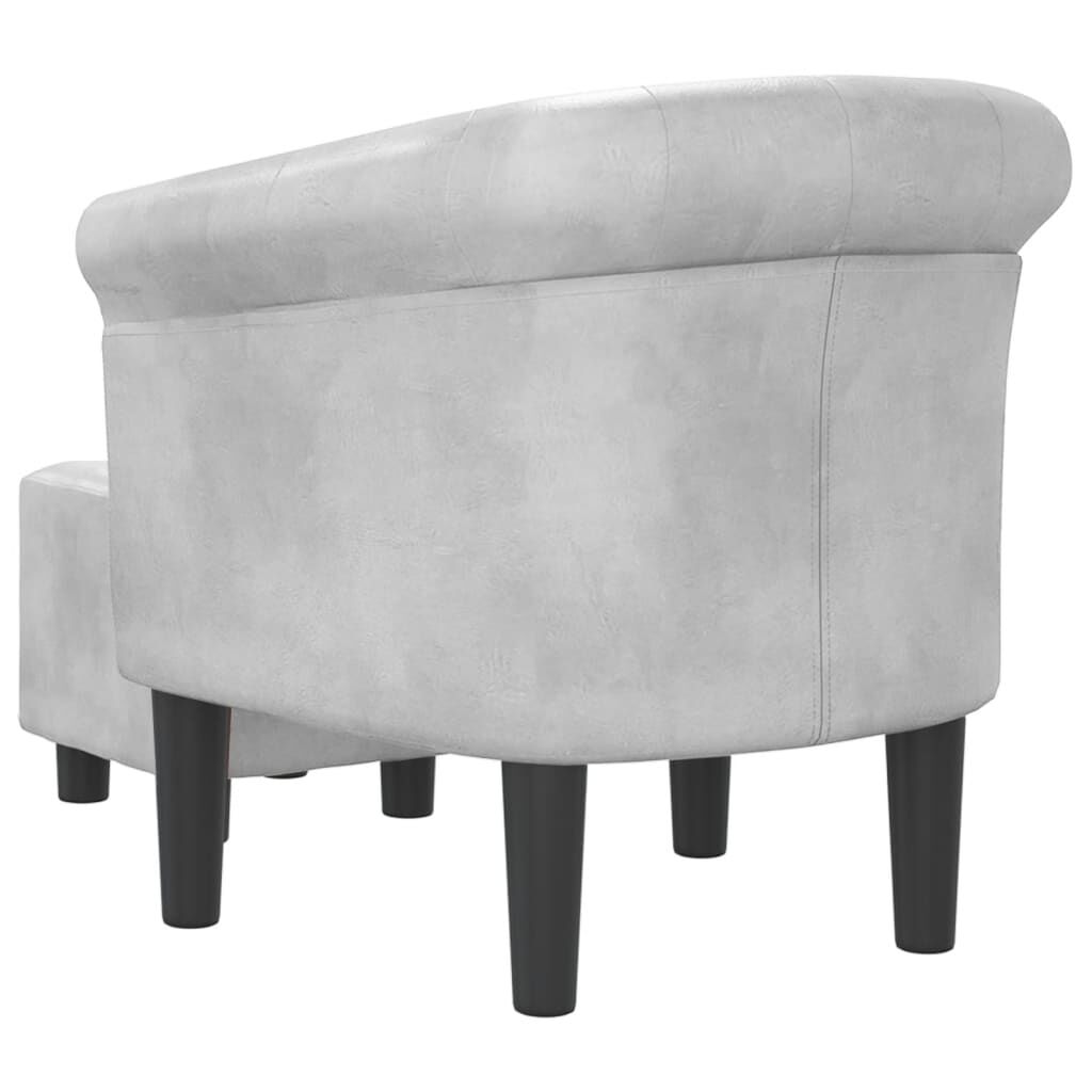 Tub Chair with Footstool Silver Faux Leather Price