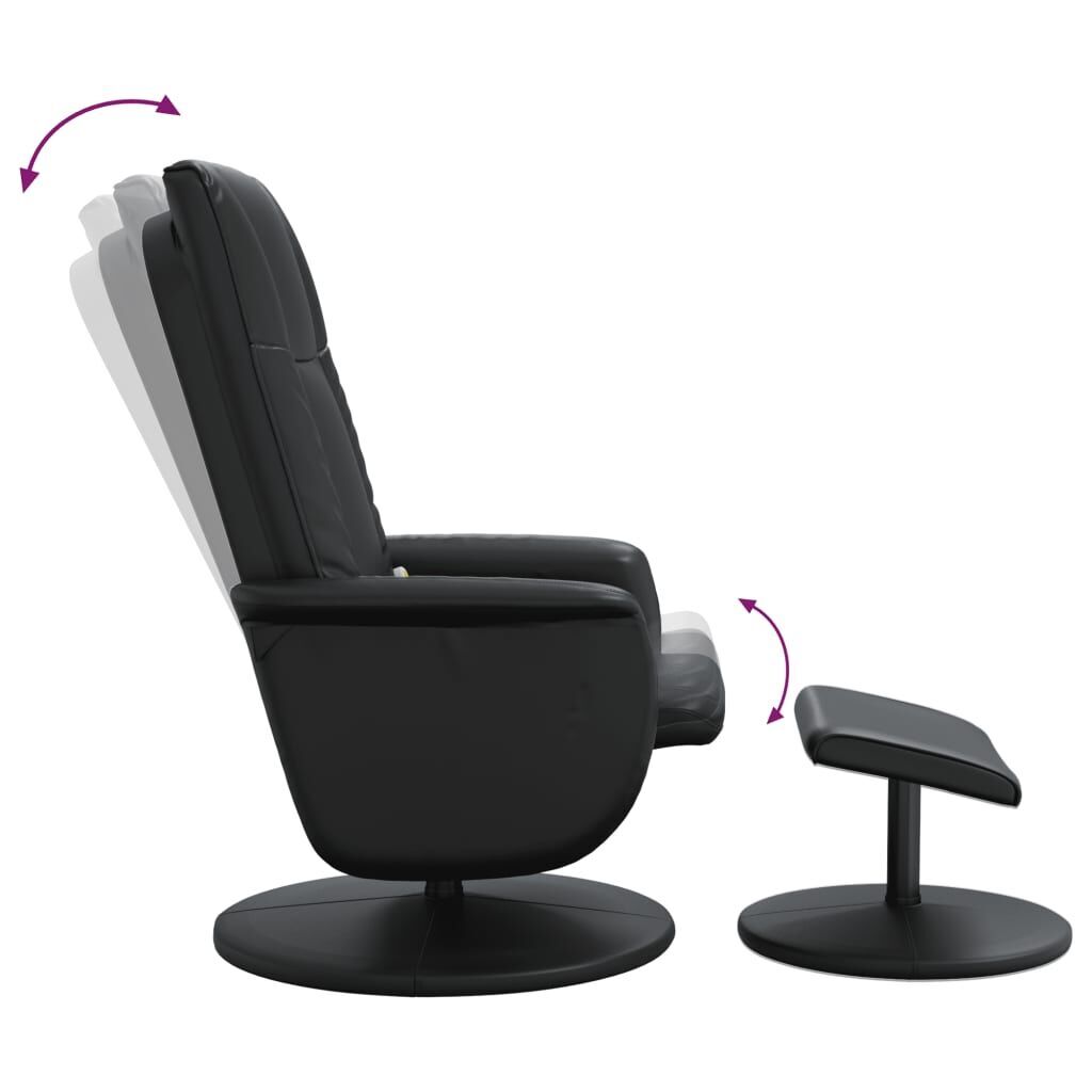 Massage Recliner Chair with Footstool Black Faux Leather Price