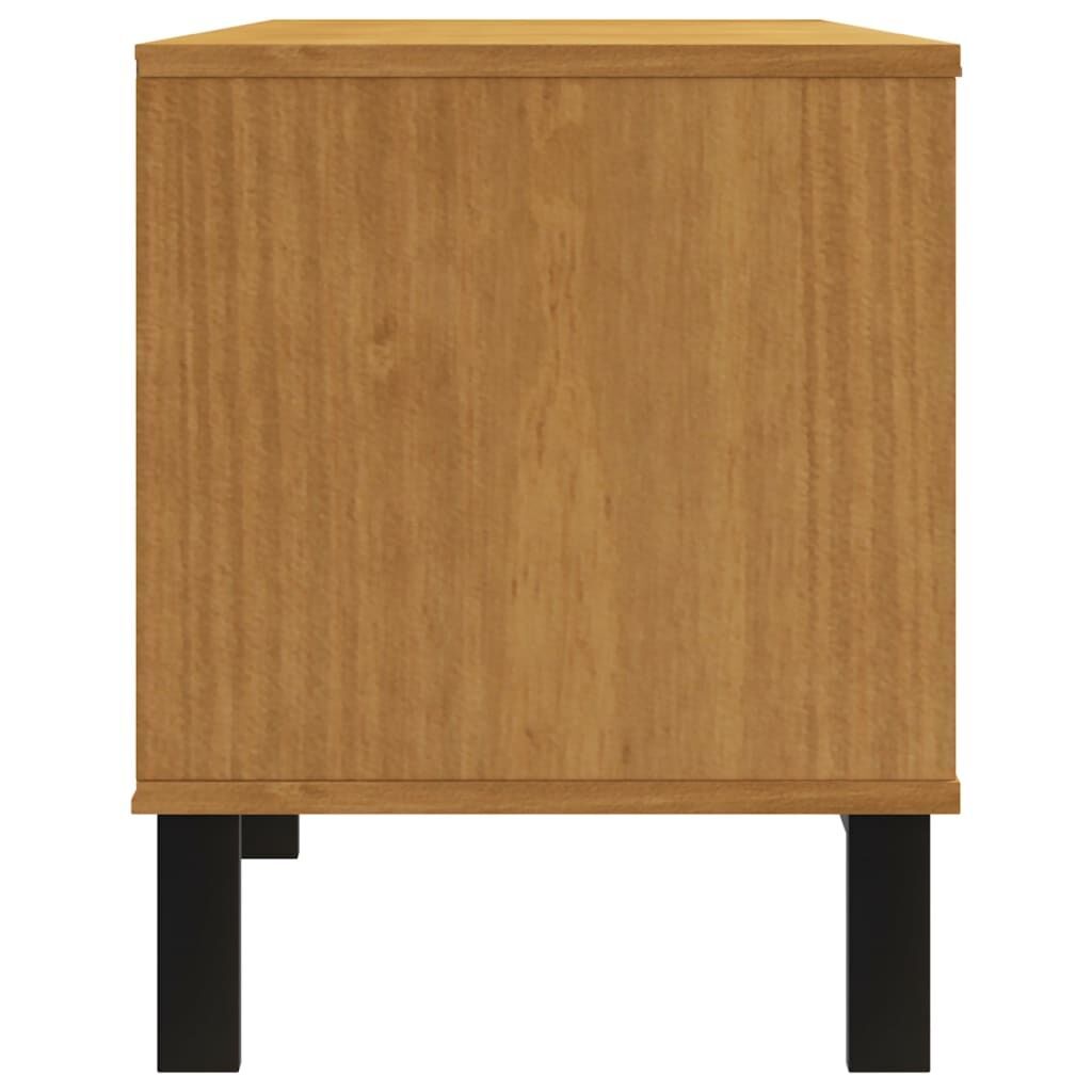 TV Cabinet with Glass Door FLAM 158x40x50 cm Solid Wood Pine Price