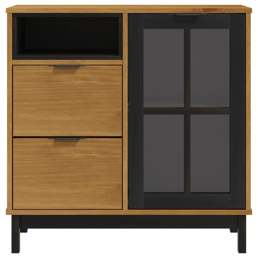 Sideboard with Glass Door FLAM 80x40x80 cm Solid Wood Pine Price