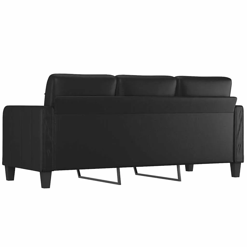 3-Seater Sofa Black 180 cm Faux Leather Price