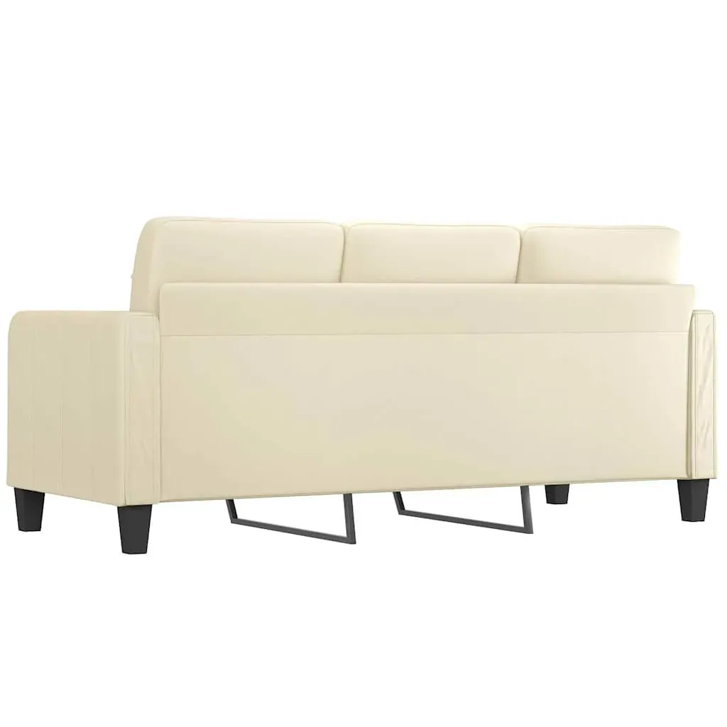 3-Seater Sofa Cream 180 cm Faux Leather Price