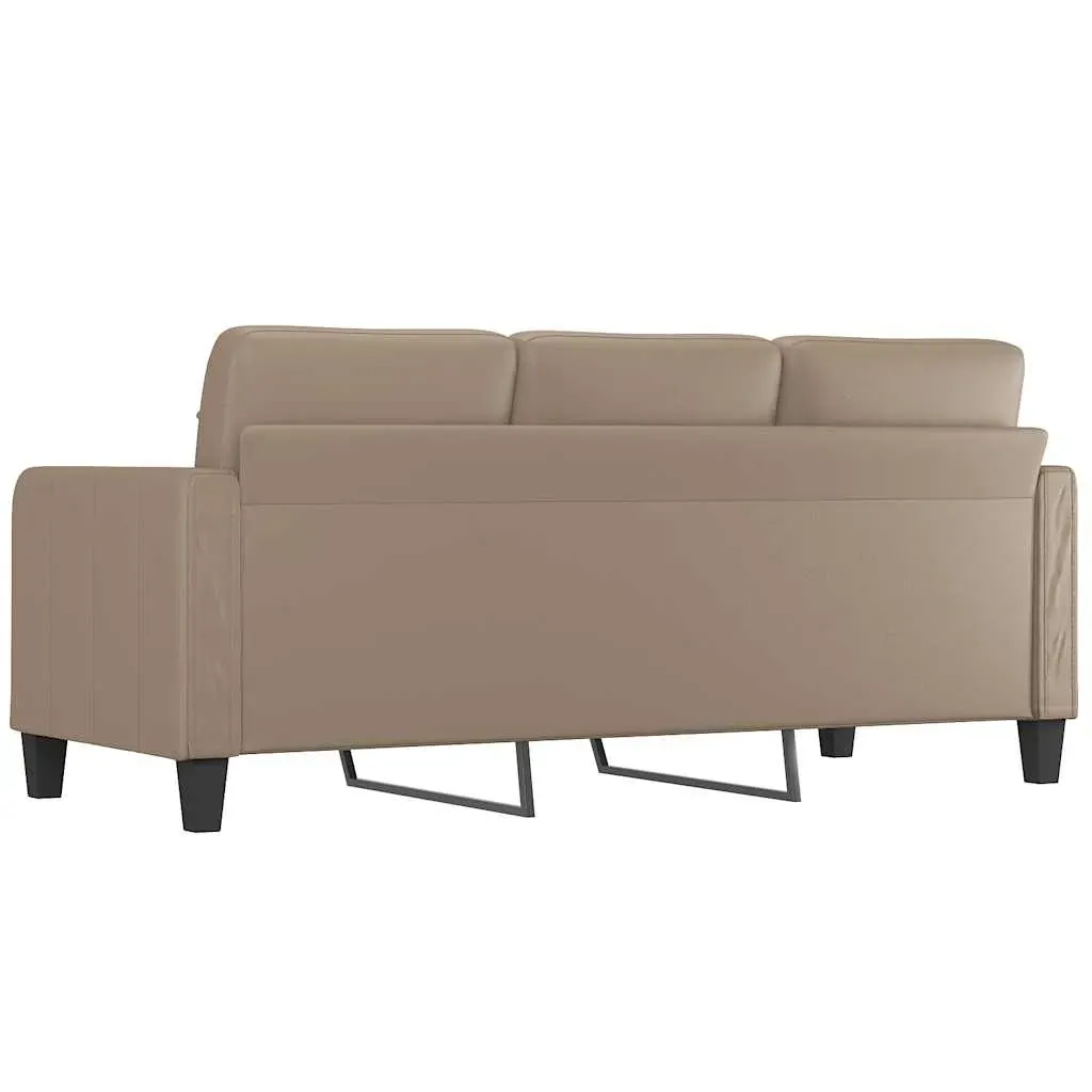 3-Seater Sofa Cappuccino 180 cm Faux Leather Price