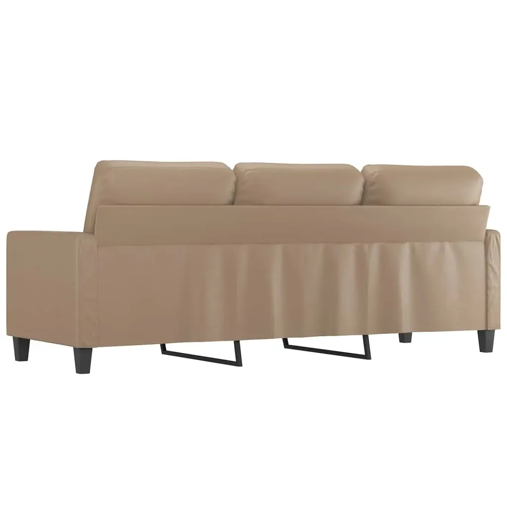3-Seater Sofa Cappuccino 180 cm Faux Leather Price
