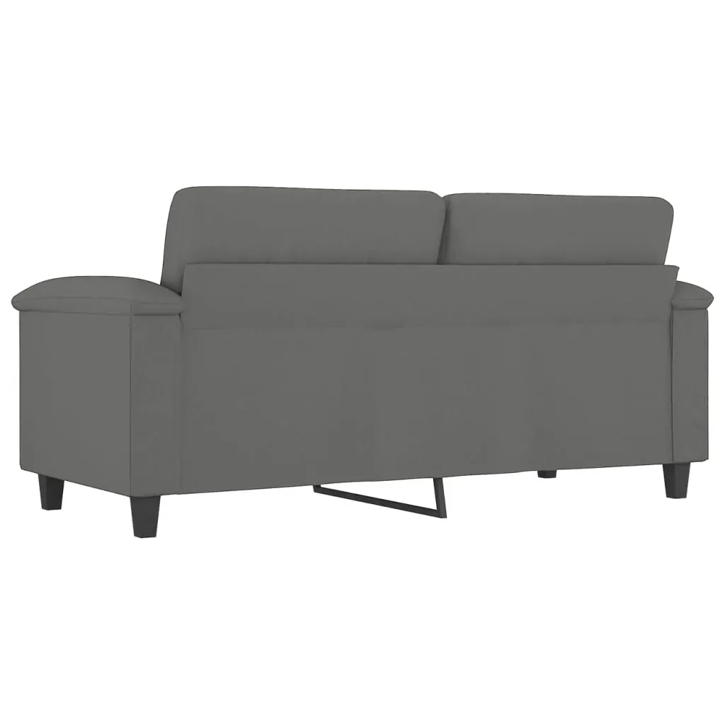2-Seater Sofa Dark Grey 140 cm Microfibre Fabric Price