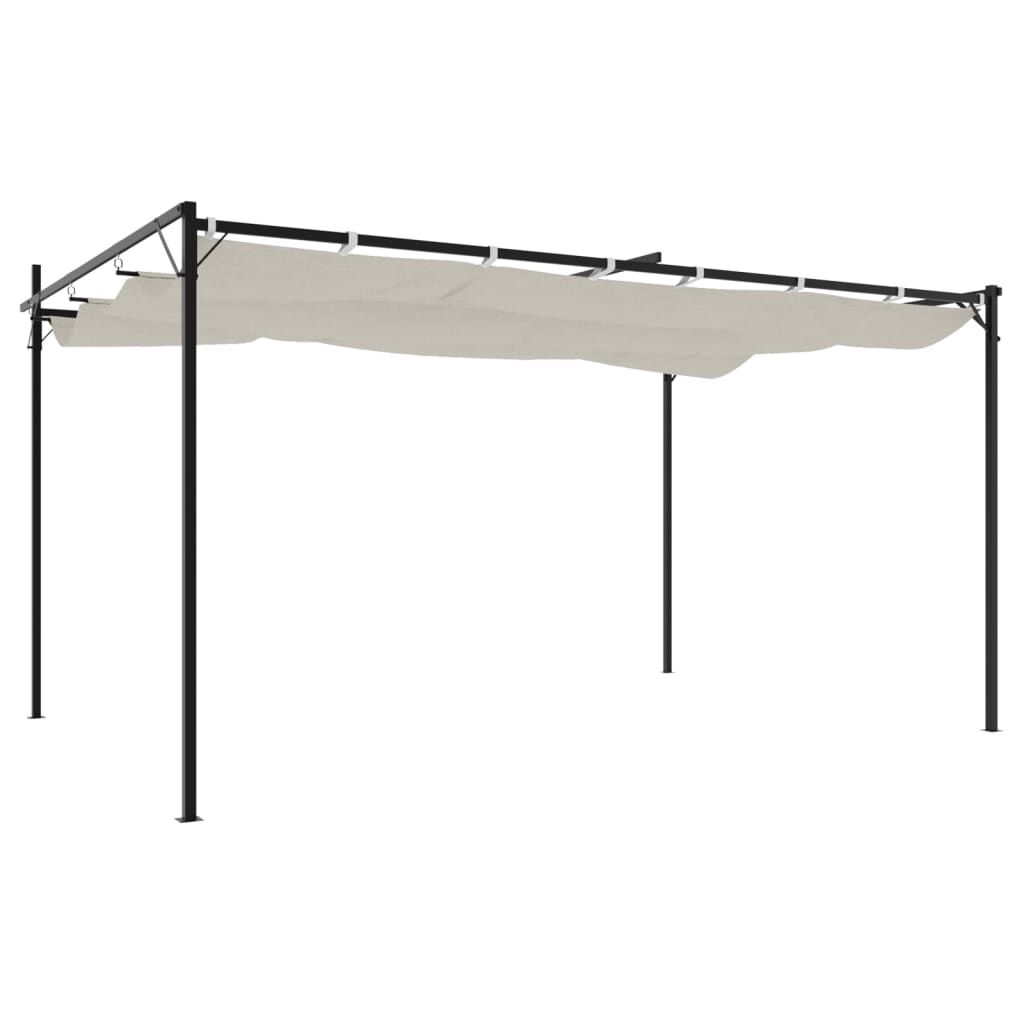 Pergola with Retractable Roof Cream 395x292x230 cm Price