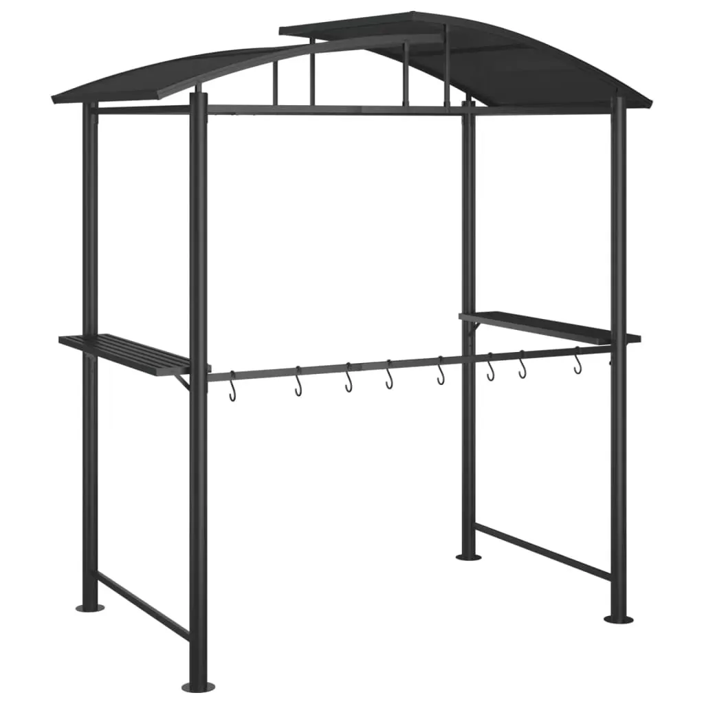 BBQ Gazebo with Side Shelves Anthracite 210x114x230 cm Steel Price