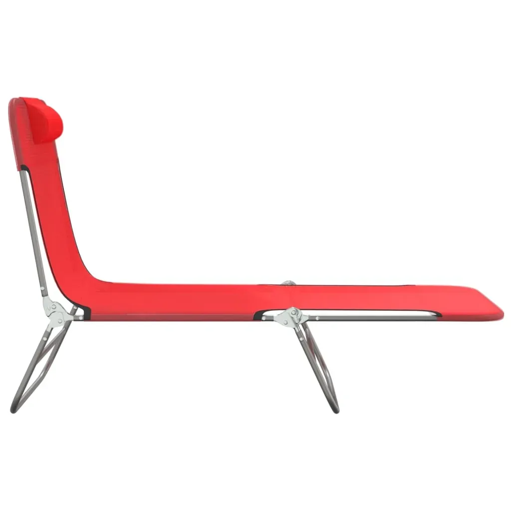 Folding Sun Loungers 2 pcs Red Textilene and Steel Price