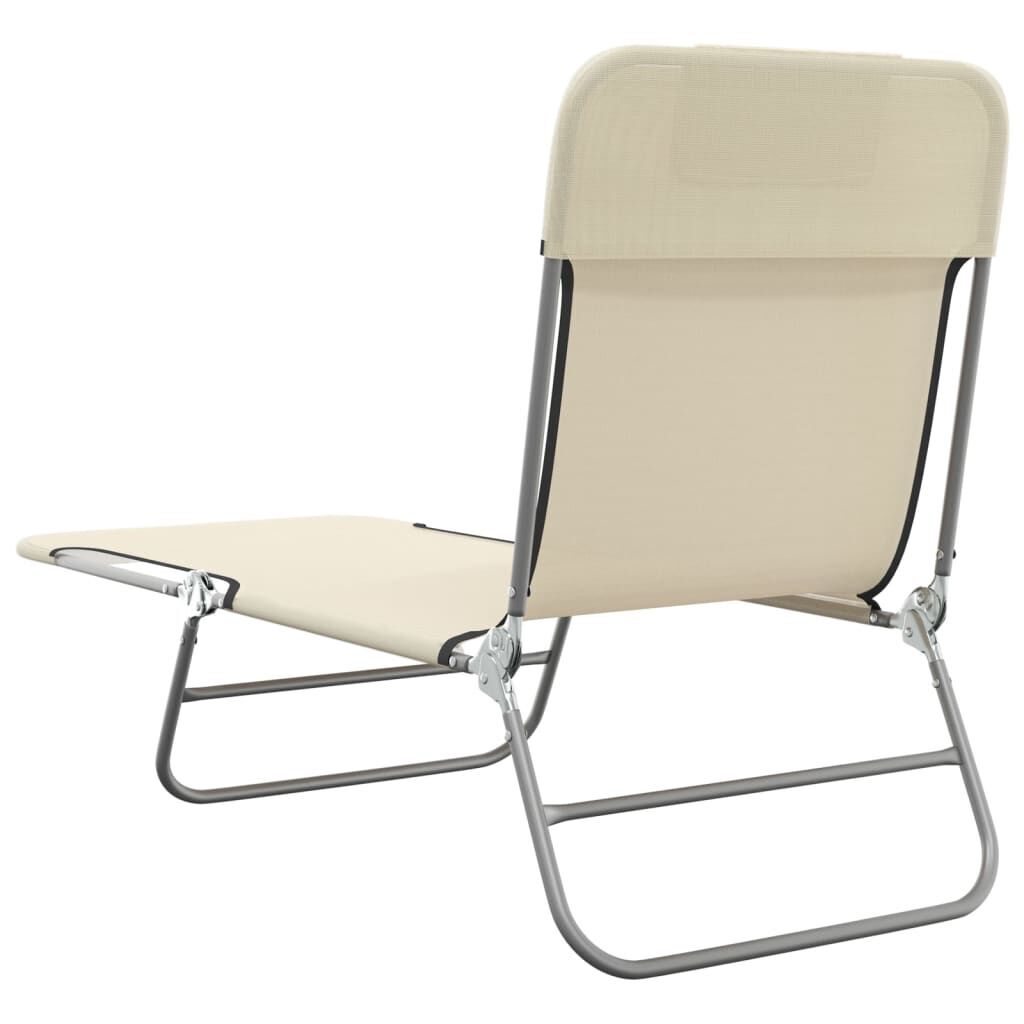 Folding Sun Loungers 2 pcs Cream Textilene and Steel Price