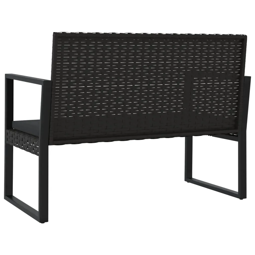 Garden Bench with Cushions Black 106 cm Poly Rattan Price