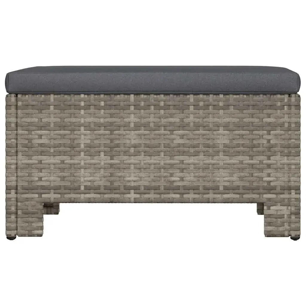 Garden Footrest with Cushion Grey Poly Rattan Price