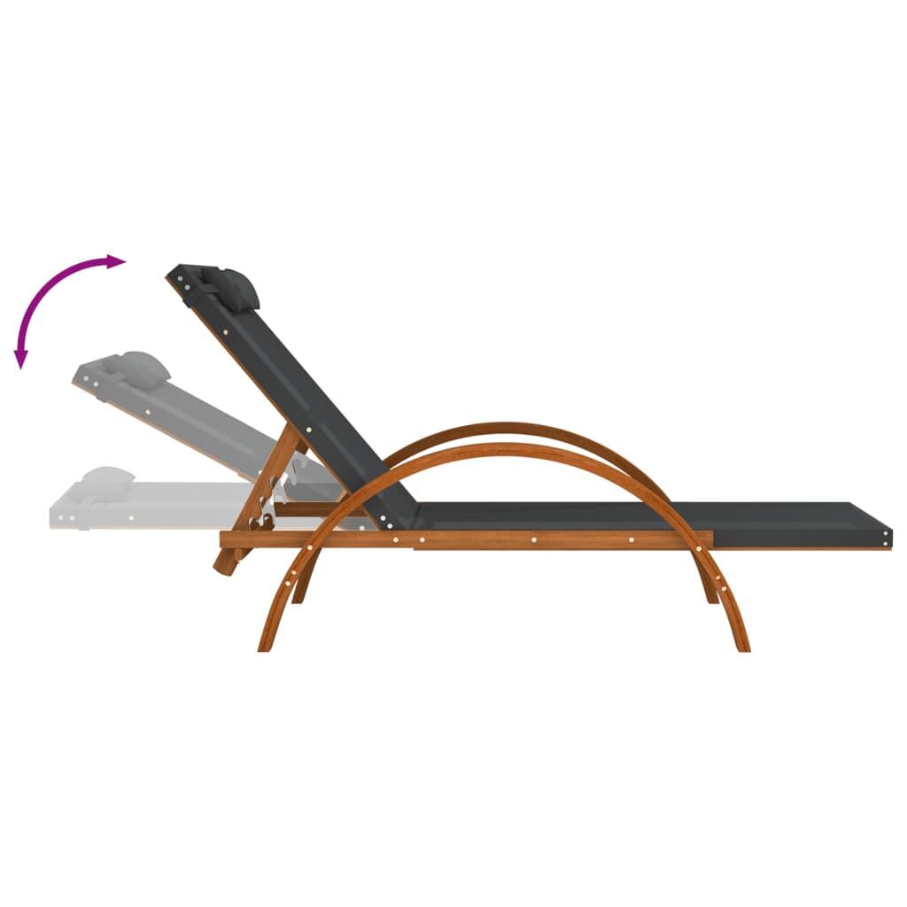 Sun Lounger with Pillow Grey Textilene and Solid Wood Poplar Price