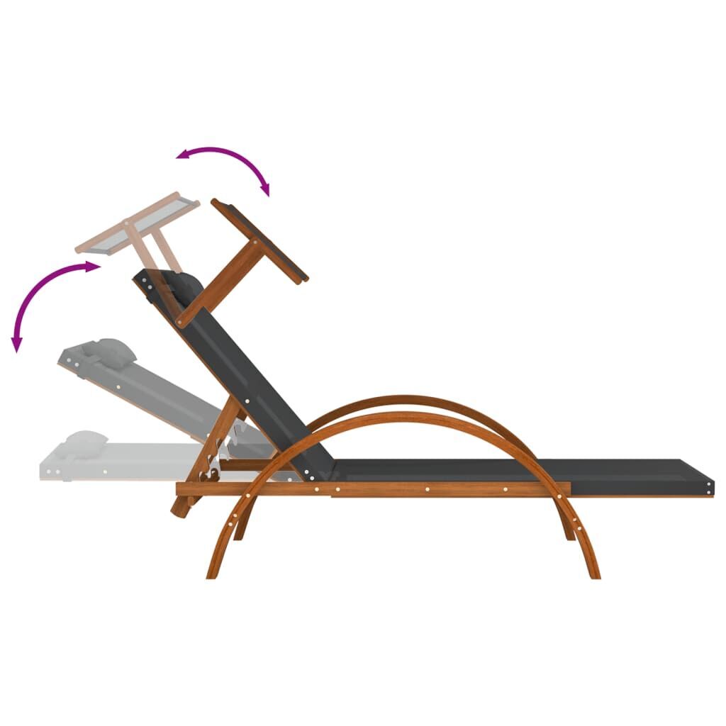 Sun Lounger with Canopy Grey Textilene and Solid Wood Poplar Price