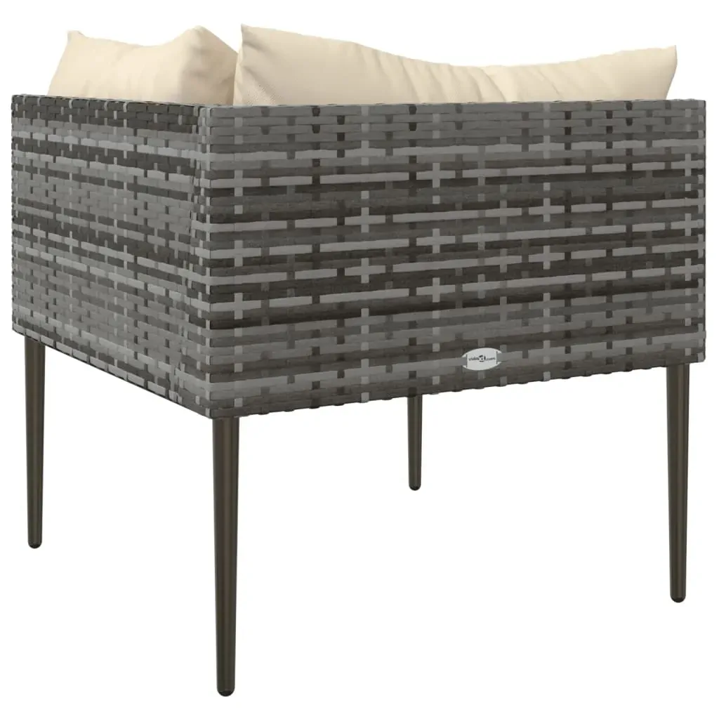 Garden Corner Sofa with Cushions Grey Poly Rattan Price