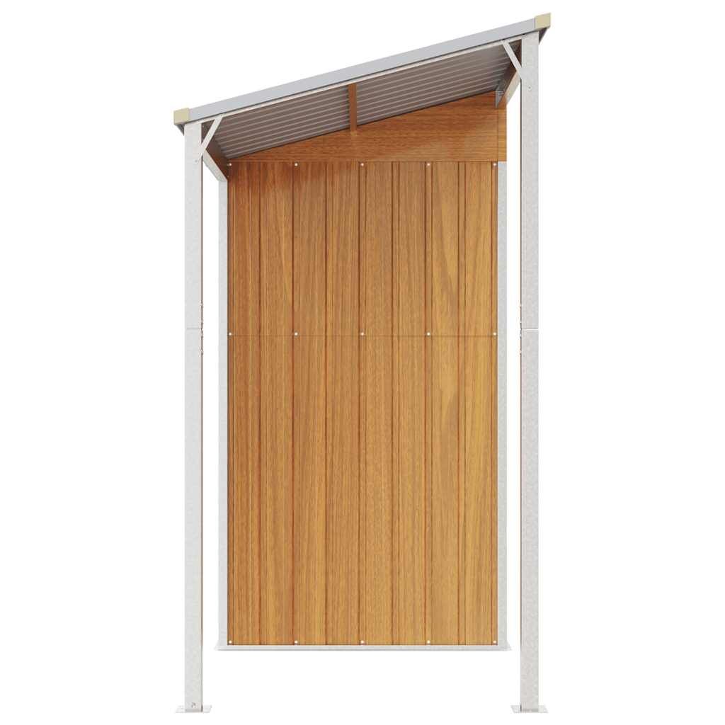 Garden Shed with Extended Roof Light Brown 277x110.5x181 cm Steel Price
