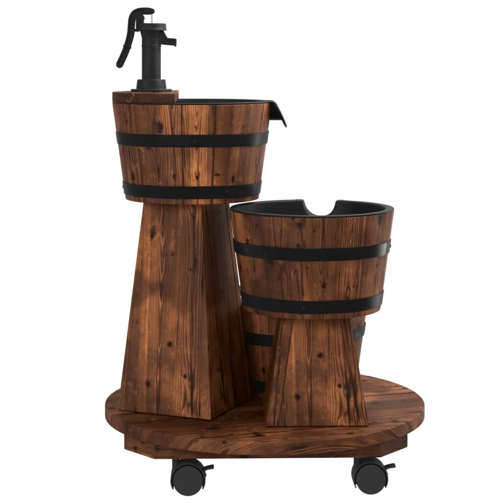 Wheeled Water Fountain with Pump 55x55x80 cm Solid Wood Fir Price