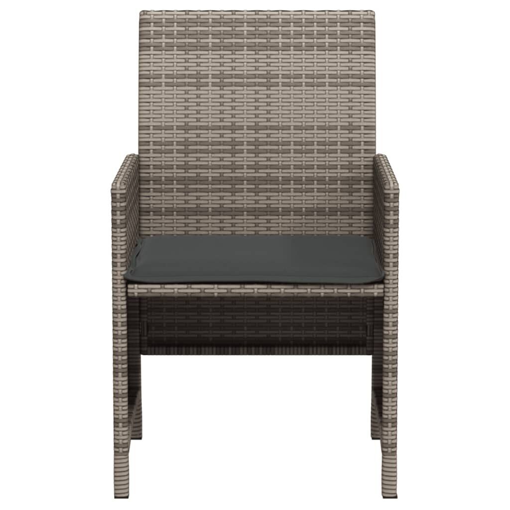 3 Piece Bistro Set with Cushions Grey Poly Rattan Price