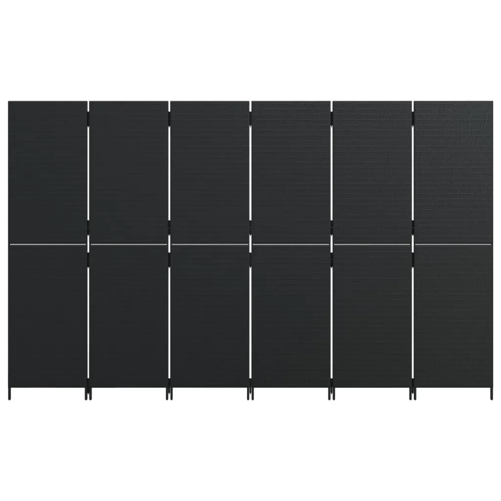 Room Divider 6 Panels Black Poly Rattan Price