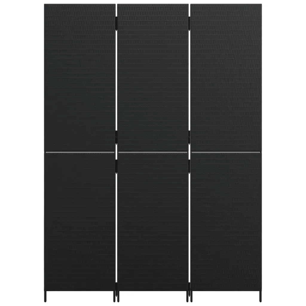 Room Divider 3 Panels Black Poly Rattan Price