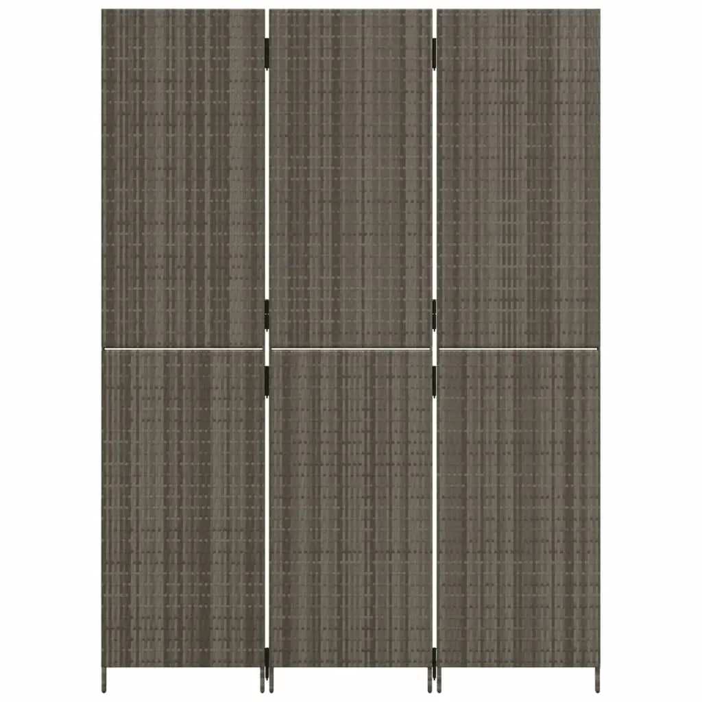 Room Divider 3 Panels Grey Poly Rattan Price