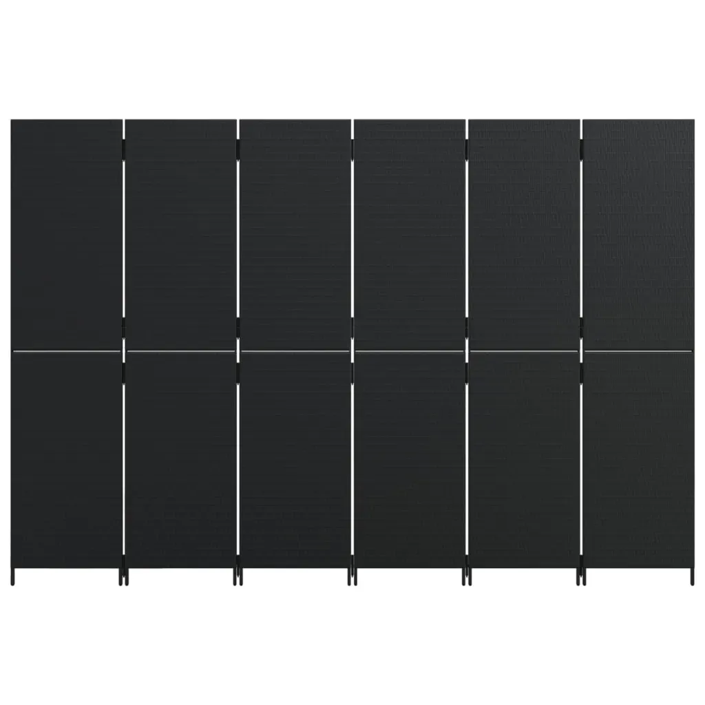 Room Divider 6 Panels Black Poly Rattan Price