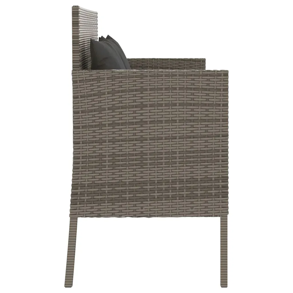 Garden Bench with Cushions Grey Poly Rattan Price