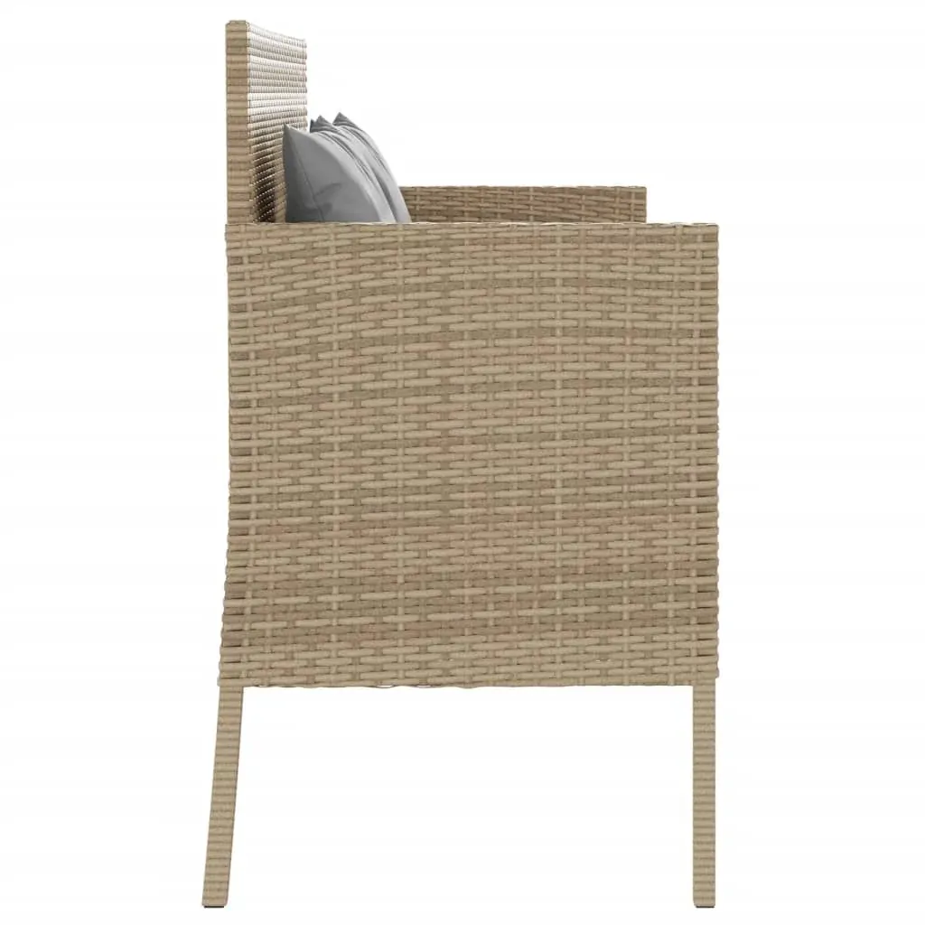 Garden Bench with Cushions Beige Poly Rattan Price