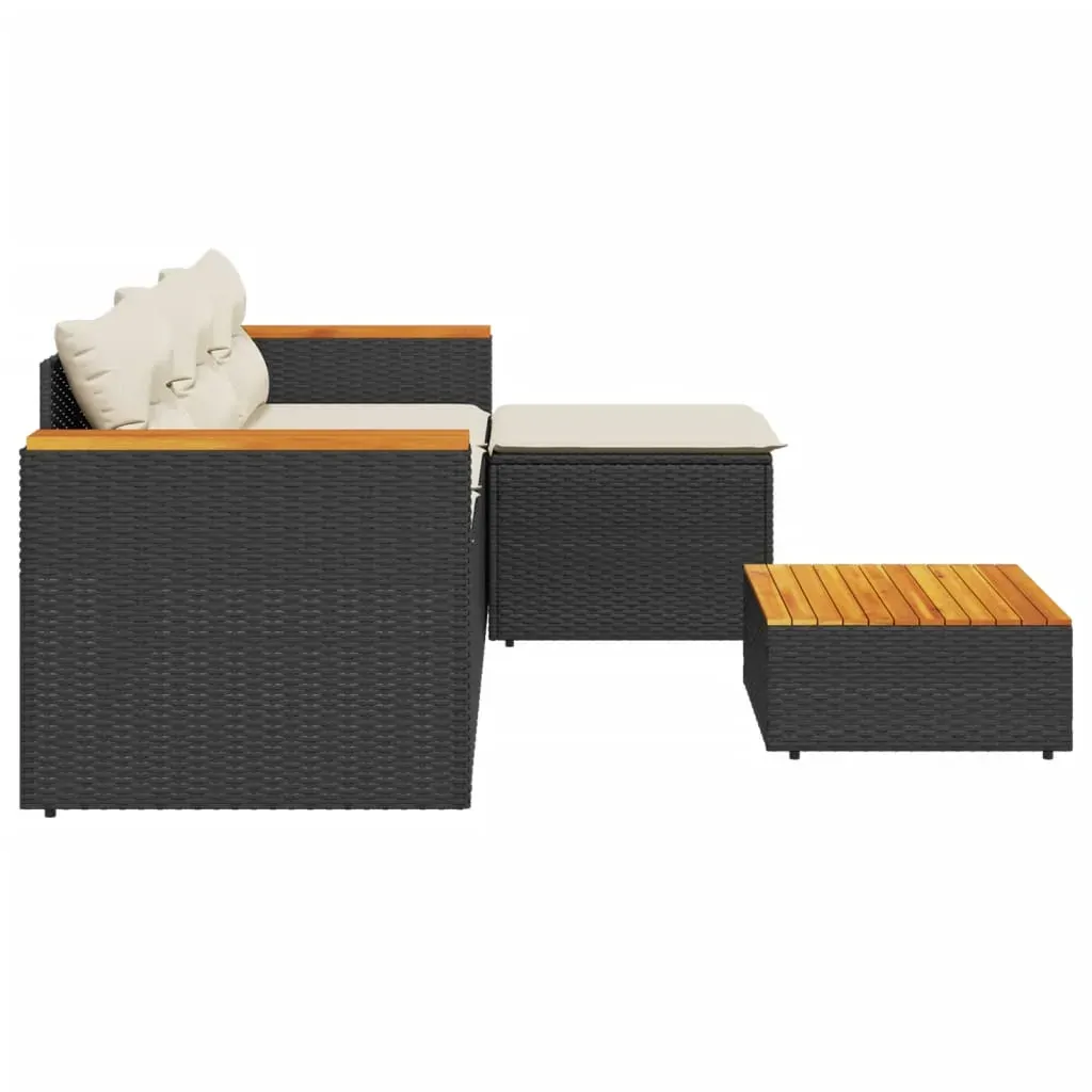 3 Piece Garden Sofa Set with Cushions Black Poly Rattan Price