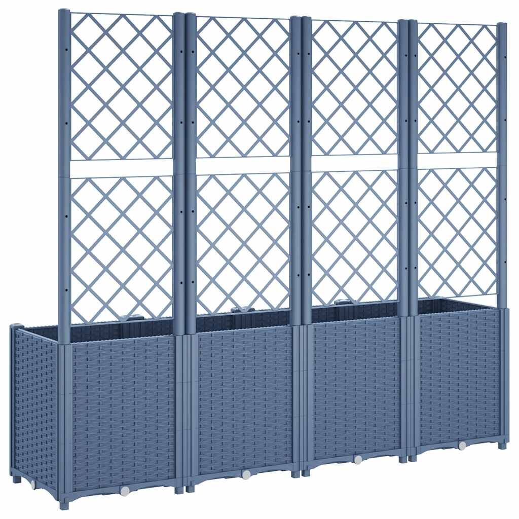 Garden Planter with Trellis Blue Grey 160x40x140 cm PP Price