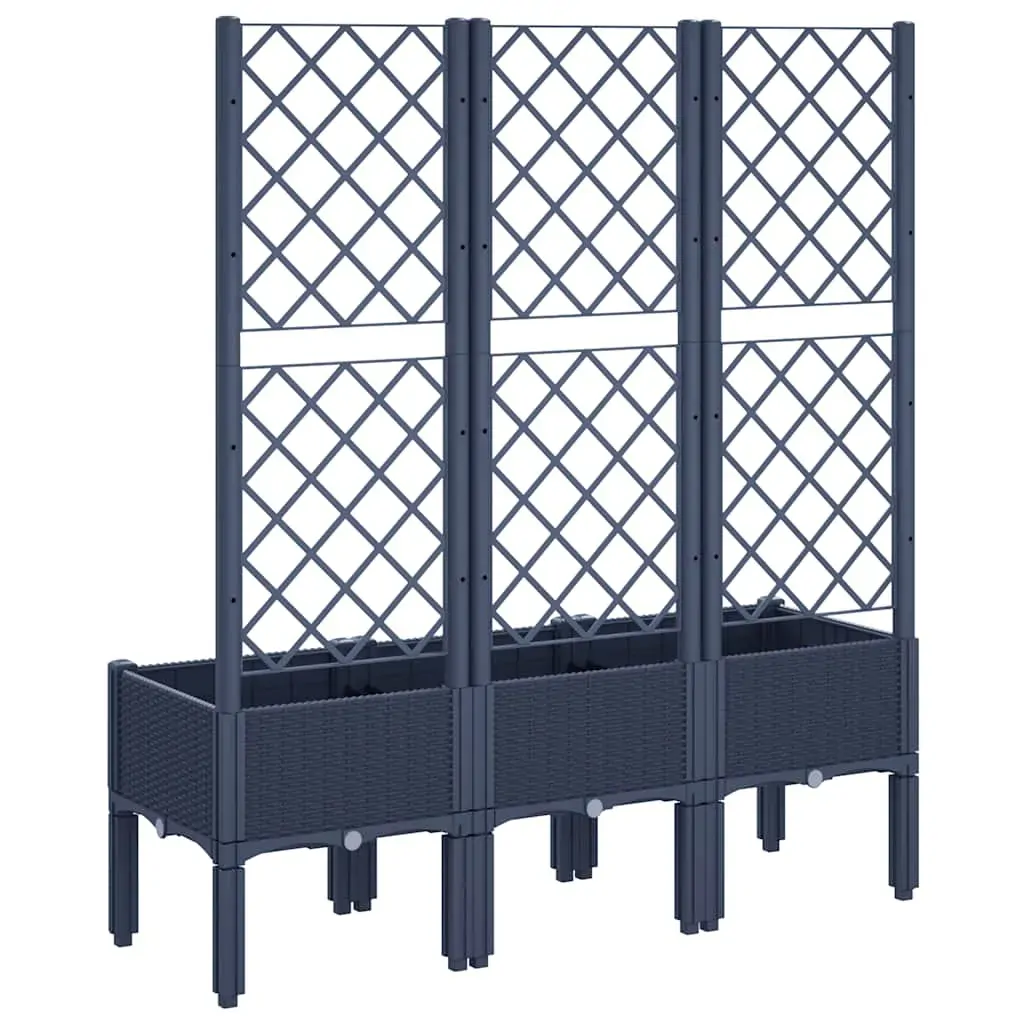 Garden Planter with Trellis Blue Grey 120x40x142 cm PP Price