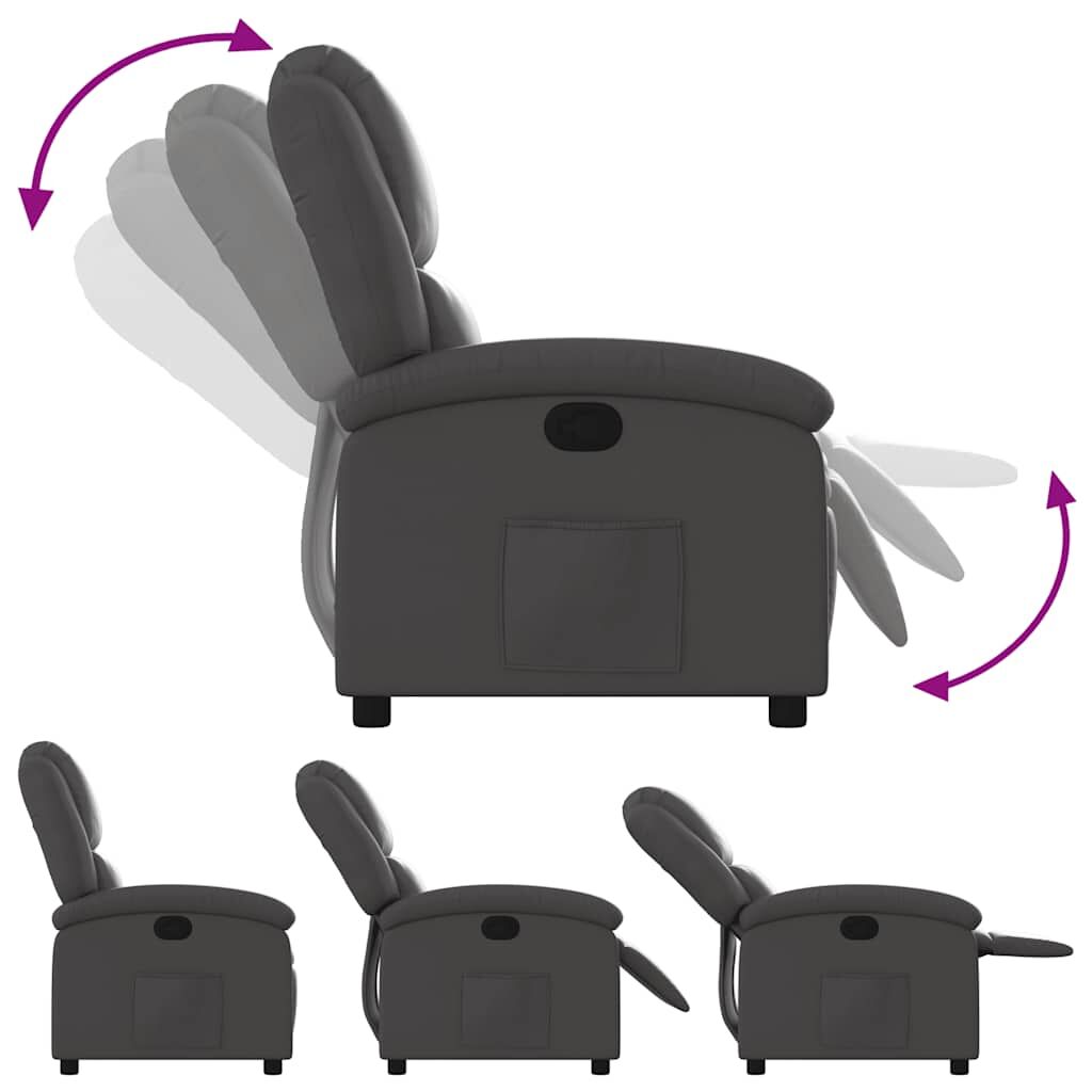 Recliner Chair Grey Real Leather Price