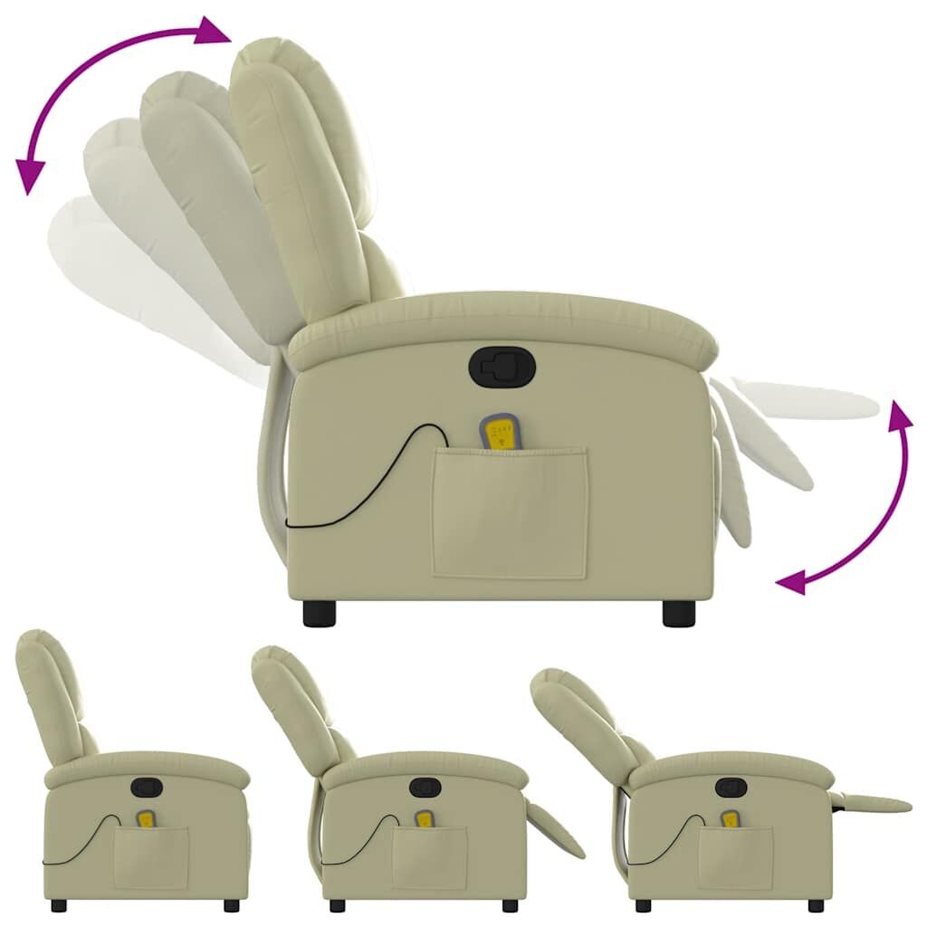 Massage Recliner Chair Cream Real Leather Price