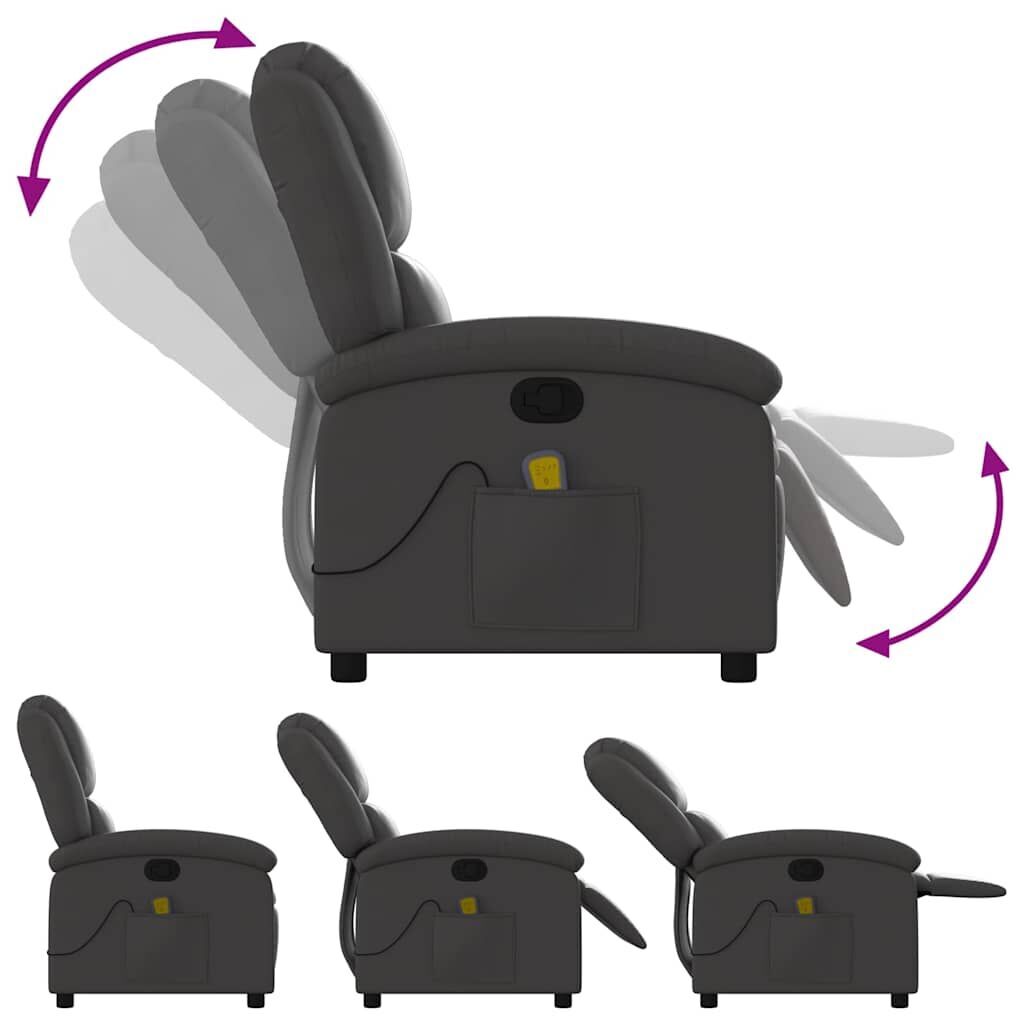Massage Recliner Chair Grey Real Leather Price