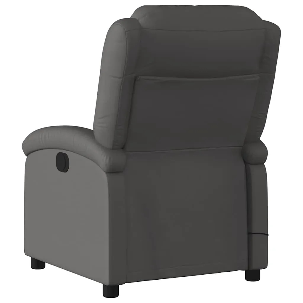 Massage Recliner Chair Grey Real Leather Price