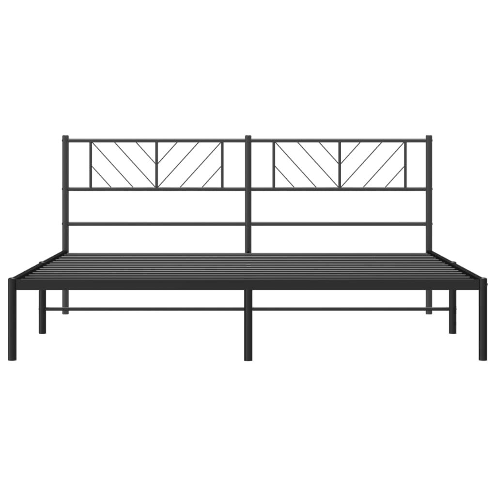 Metal Bed Frame without Mattress with Headboard Black 183x203 cm King Price