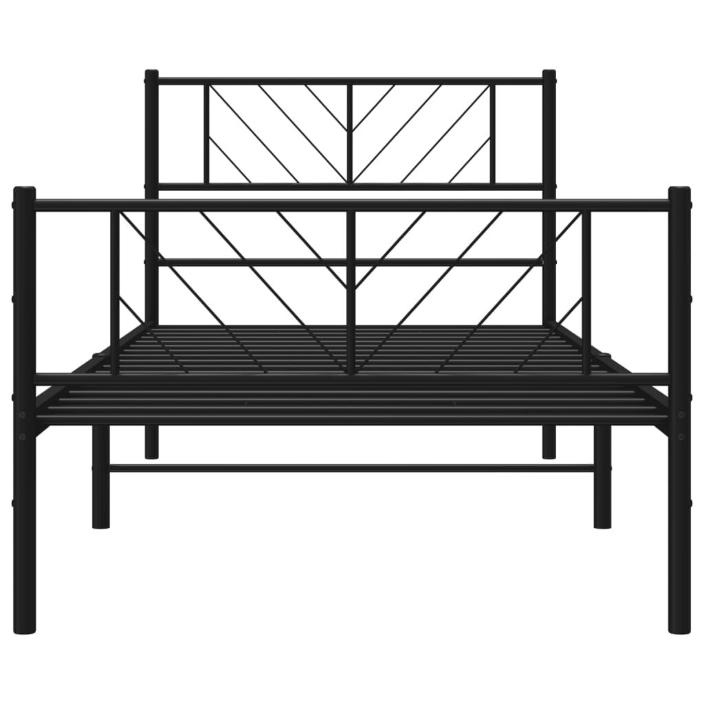 Metal Bed Frame without Mattress with Footboard Black 90x190 cm Price