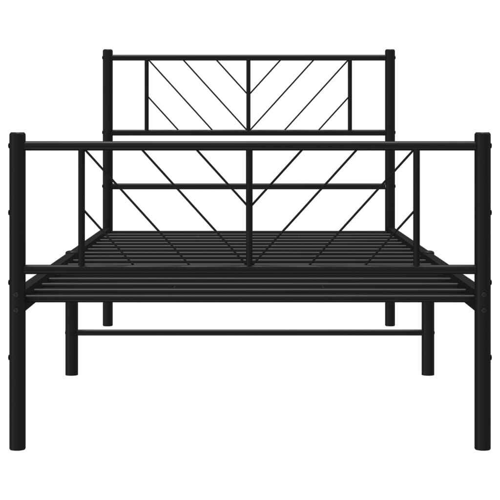 Metal Bed Frame without Mattress with Footboard Black 107x203 cm King Single Price