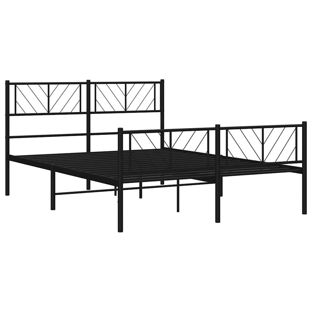 Metal Bed Frame without Mattress with Footboard Black 135x190 cm Price