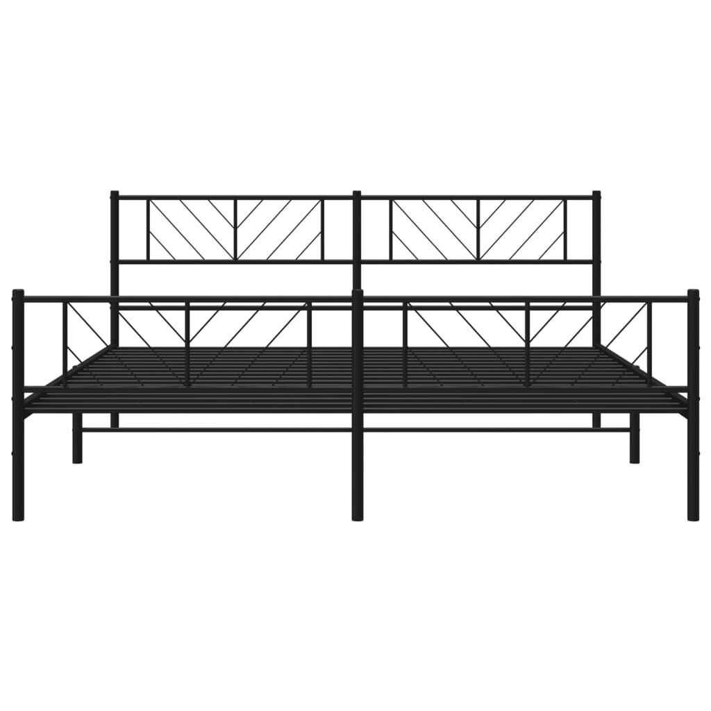 Metal Bed Frame without Mattress with Footboard Black 183x203 cm King Price