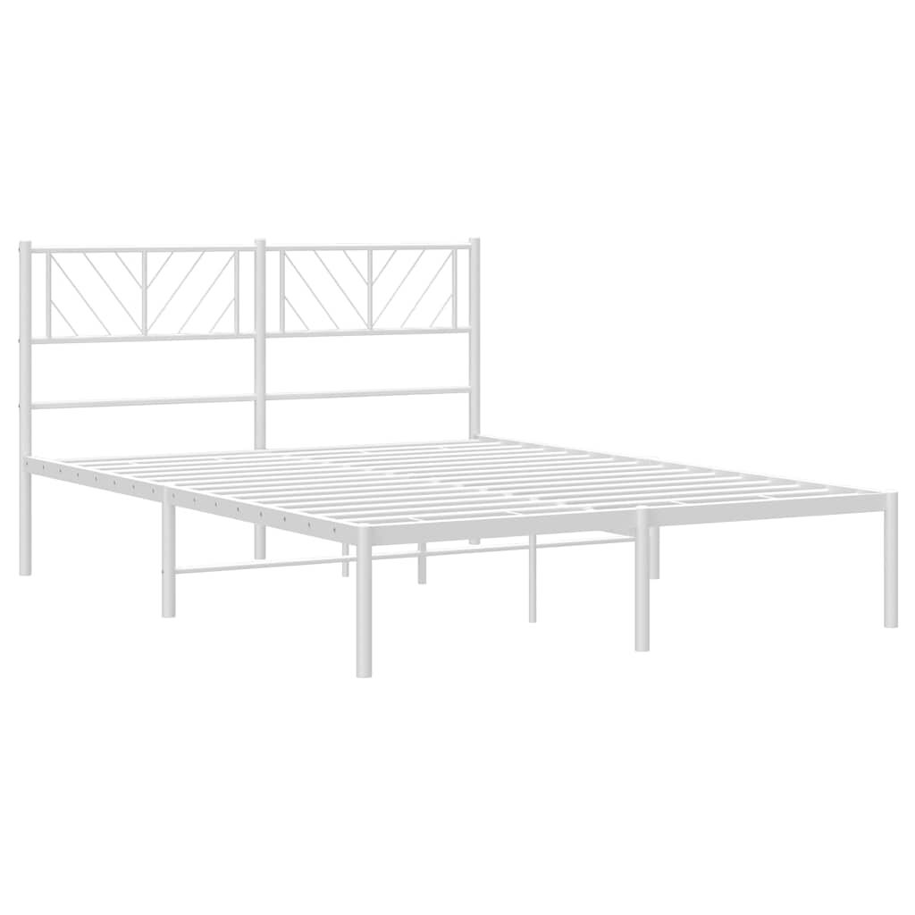 Metal Bed Frame without Mattress with Headboard White 150x200 cm Price