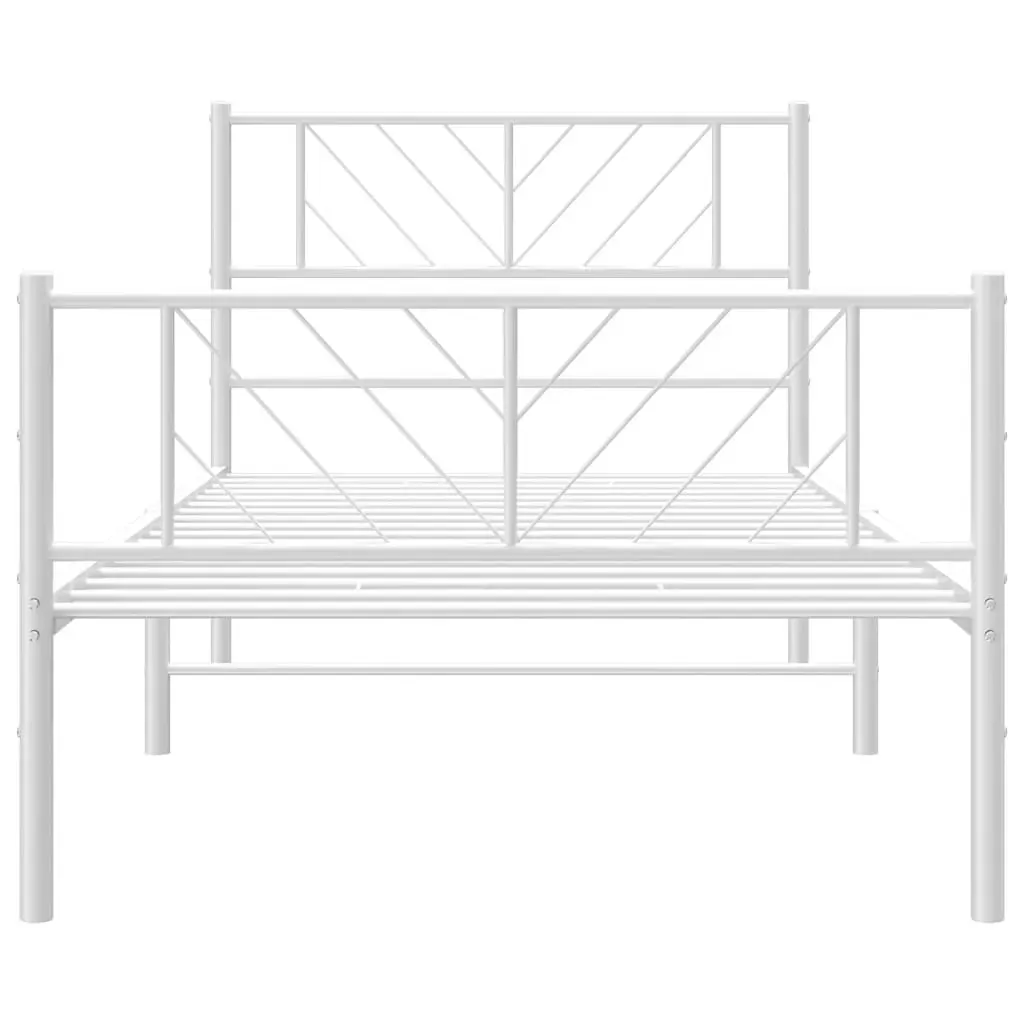 Metal Bed Frame without Mattress with Footboard White 90x190 cm Price